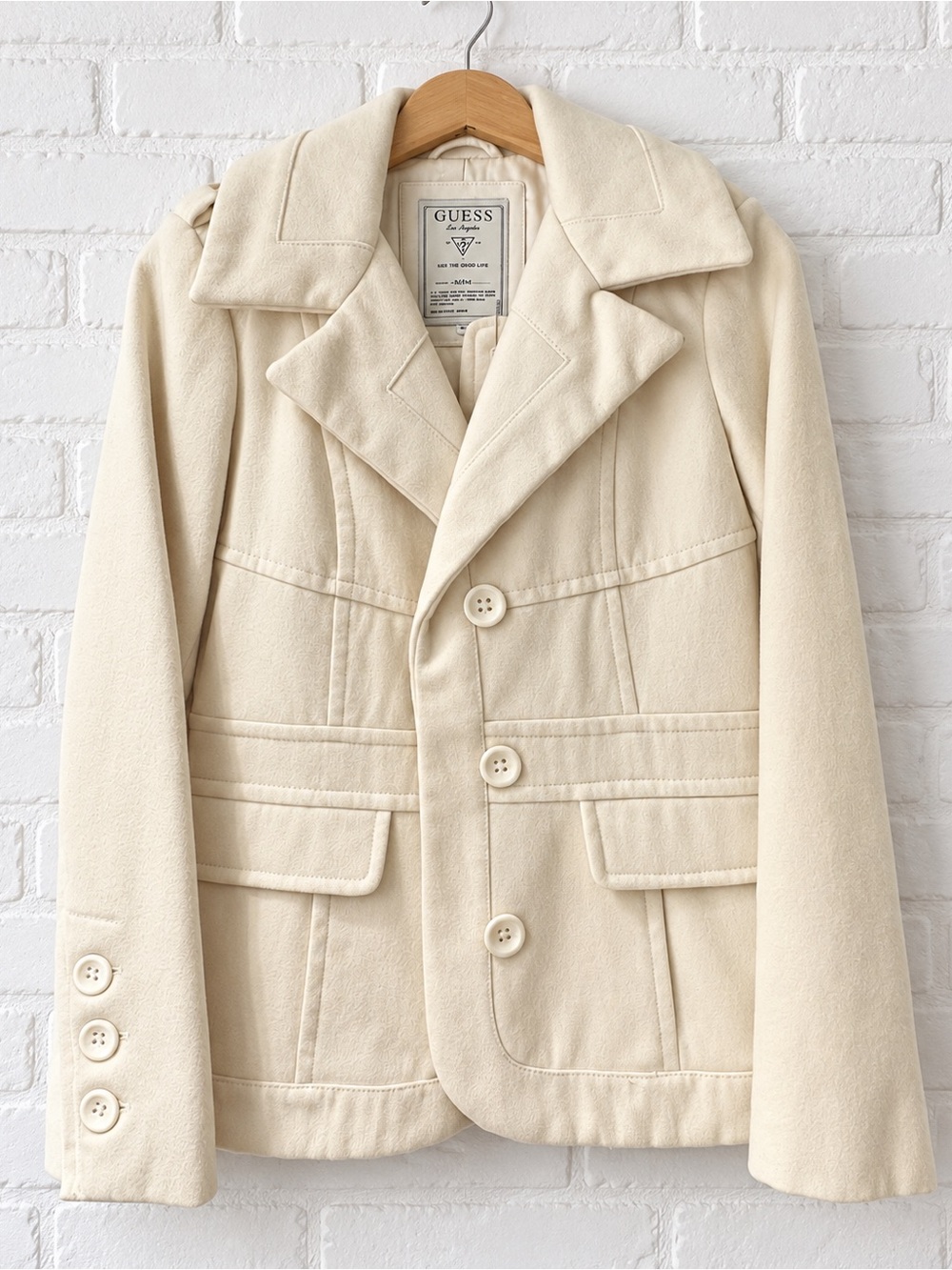 GUESS Medium Ivory Wool Jacket | Y2K |2000s